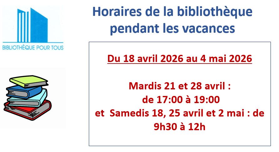 horaires bibli paques 2026